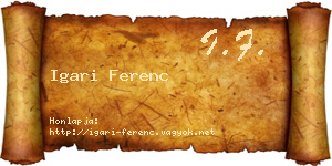 Igari Ferenc névjegykártya